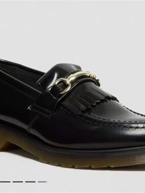 Dr. Martens Black Patent Kiltie Loafer with Gold Bit - worn once!